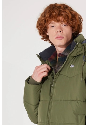 Lee Kapüşonlu Regular Fit Zeytin Erkek Mont L88Bnya61 Yeşil