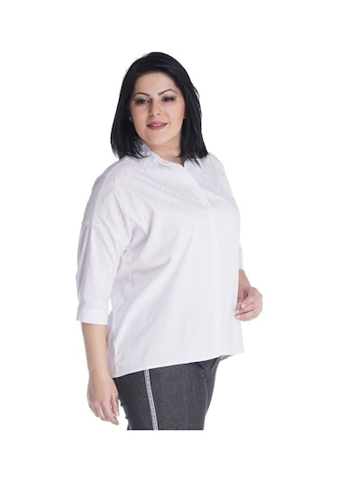 Inci Detaylı 3/4 Kollu Gömlek