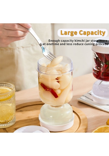 Kangvka Beyaz Plastik 800ml Izgara Kavanozu, Kuru-ıslak Ayırma, Katlanabilir Çatal, Muhafaza Kapağı, Mutfak Taze Saklama, Turşu-içecek Depolama Beyaz