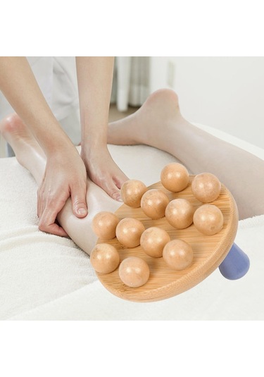 Suntek Uyluk Bacaklar Boyun Için Ahşap Masaj Fırçası El Kahverengi