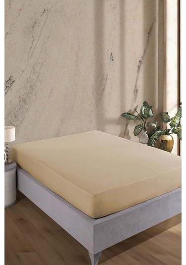 Colorful Micro Fitted Full Kenar Sıvı Geçirmez Yatak Koruyucu Alez Bej