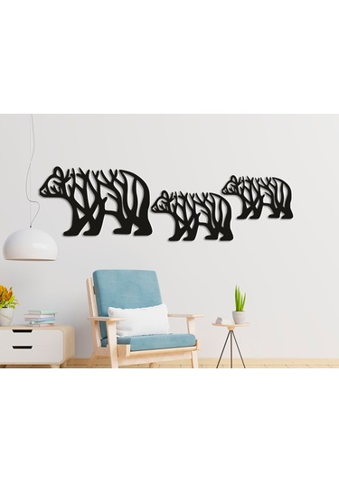 Ağaç Desenli Ayı Silüeti - Şık Ve Modern Duvar Süsü 20cm 1adet