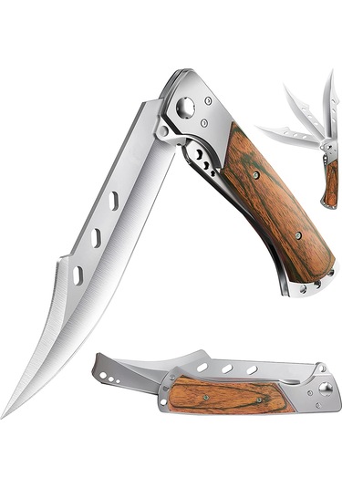 Valkyrie Büyük Boy Soğuk Çelik Katlanabilir Outdoor Kamp Bıçağı Gümüş - Kahverengi