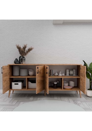 Mezza Hera 1670 Ahşap Ayaklı Modern Konsol Atlantik Çam 180 CM