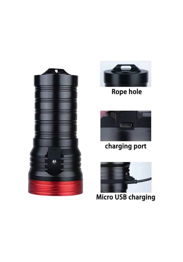 Sones 3 Vites, Db18 18xt6, Işık Akısı: 5400lm Led El Feneri, Pilsiz Kırmızı - Siyah