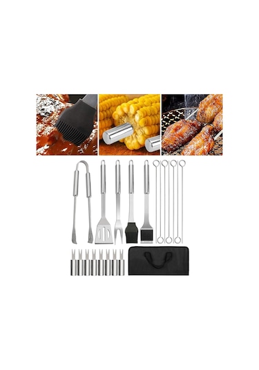 Suntek 20 Adet Barbekü Izgara Alet Seti Paslanmaz Çelik