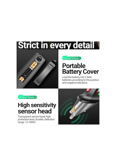 Butuglobal Aneng Vc1019 İndüksiyon Elektrikli Yüksek Hassasiyetli Hat Algılama Kesme Noktası Ses Test Kalemi Siyah