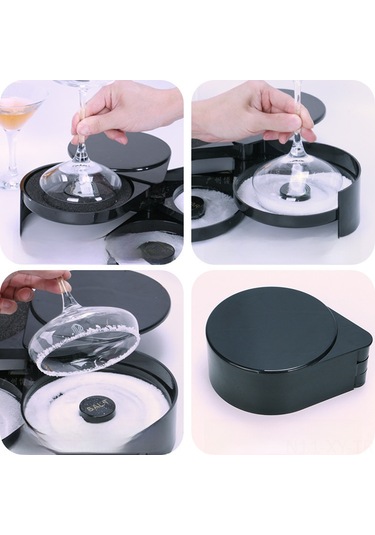 Shineyee Üç Katlı Plastik Bar Baharat Kutusu - Tuz Kenarı Tasarımı İle Margarita Ve Kokteyller İçin Profesyonel Depolama Kutusu Siyah Diğer