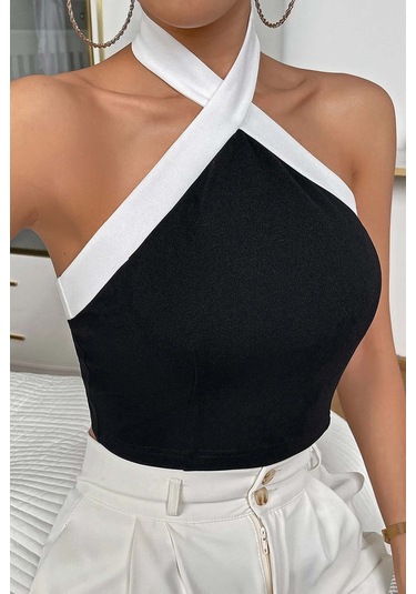 Merry See Boyundan Bağlamalı Kısa Crop Bluz 001