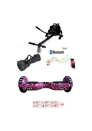 Elektrikli Kaykay Scooter Akıllı Denge Hoverboard + Hoverkart + Çanta Full Ledli Extrem Paket D13