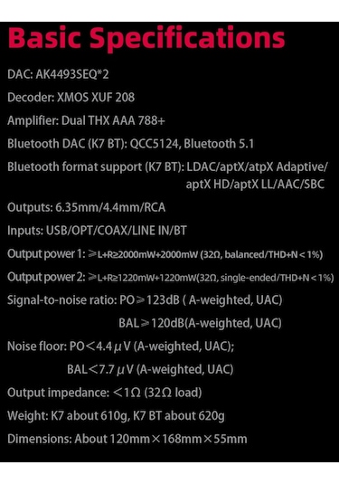 Fiio K7bt Tam Dengeli Hifi Dac Kulaklık Amplifikatörü Ak4493s 2,