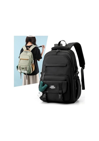 Oxford Kumaş Su Geçirmez Okul Çantası Büyük Kapasiteli Kız Sırt Çantası - Siyah Siyah