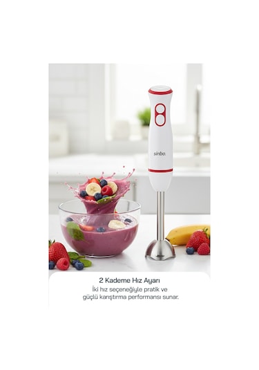 Sinbo SHB-7514 400 W Paslanmaz Çelik Bıçaklı El Blenderı