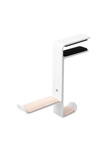 Fosenze Masaüstü Metal Kulaklık Tutucu, Açısı Ayarlanabilir, Kayması Önleyici Pu Yastık, Bir Parçadan Dökme, Beyaz Renk