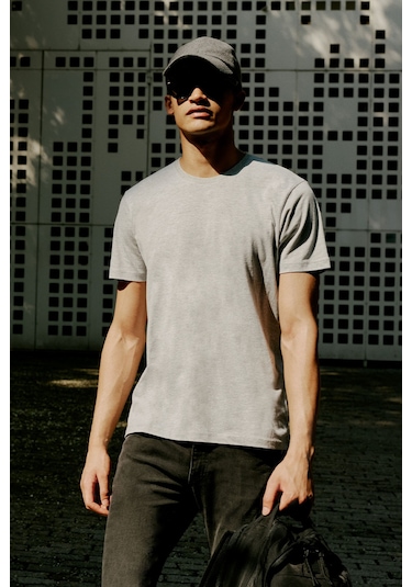 AC&Co / Altınyıldız Classics 4A4800000001GMJXS Slim Fit Bisiklet Yaka Pamuklu Erkek Tişört Gri Melanj AC&Co / Altınyıldız Classics 4A4800000001GMJXS Slim Fit Bisiklet Yaka Pamuklu Erkek Tişört Gri Melanj