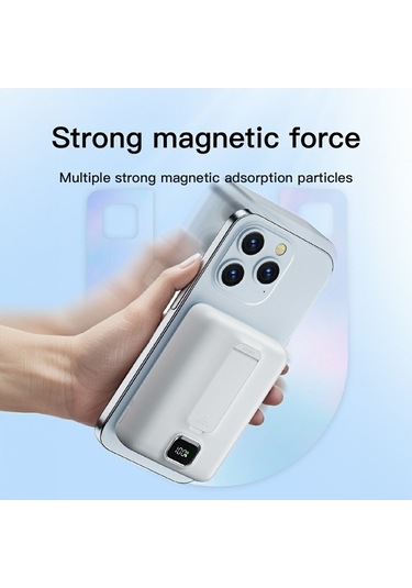 Dancemonkey W Taşınabilir Süper Stand Şarj Q16 Mıknatıslı Kablosuz Hızlı Şarj Cihazı Beyaz 10000mah 22.5w Beyaz