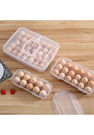 Wezone Mutfakta Kullanıma Uygun 18 Bölmeli Plastik Yumurta Saklama Kutusu Buzdolabı Saklaması İçin Kapaklı, Dayanıklı, Sabit Tabaklı Diğer