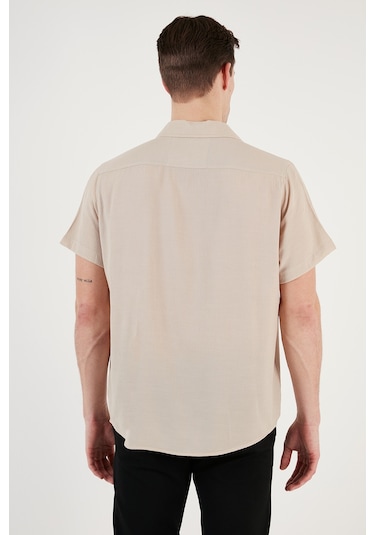 Buratti Pamuk Karışımlı Kısa Kollu Regular Fit Erkek Gömlek Cf23S113139 Taş