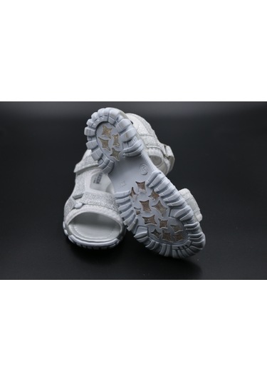 Ayakkabımood Arz Ortopedik Taban Kız Çocuk Sandalet Ayakkabı Beyaz-Gümüş