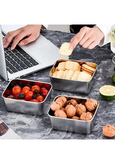 Kangvka 12 Adet 6 Litre Multifonksiyonlu Paslanmaz Çelik Buzdolabı Saklama Kutusu, Havuzlu Kapaklı, Yemek Tazeliğini Uzatır, Toplumlu Ev/mutfak/restoran Kullanıma Uygun Gümüş