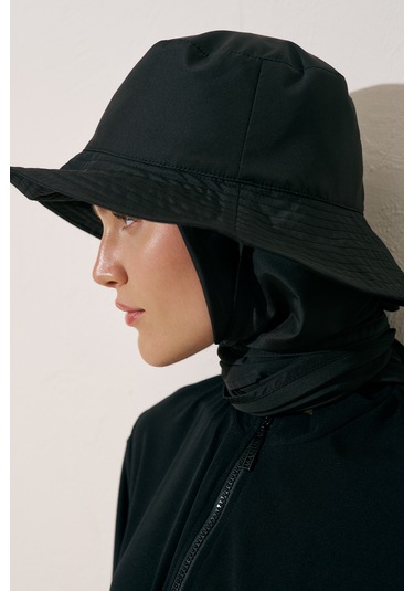 Eşarp Detaylı Bucket Şapka Siyah Siyah