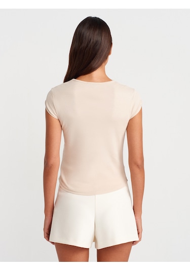 Dilvin 31779 Bisiklet Yaka Basic T-shirt-taş Taş