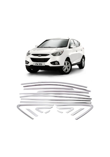 Hyundai ix35 Uyumlu Paslanmaz Krom Cam Çerçeve Çıtası Seti 48613