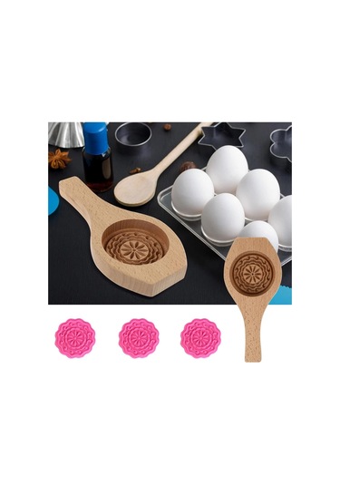 Pxcl Ahşap Ay Kek Kalıpları Yaratıcı Ay Kek Kalıbı, Çiçek Desenli Kahverengi