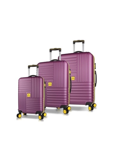 My Valiz Puzzle Abs Kabin Orta Ve Büyük Boy Mürdüm 3'lü Valiz Seti Çok Renkli