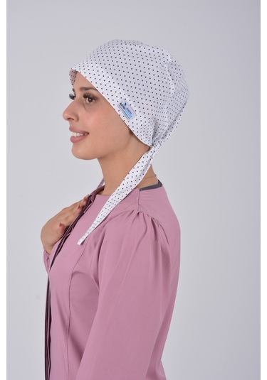 Tesettür Doktor Hemşire Bonesi - Beyaz Yıldız Beyaz