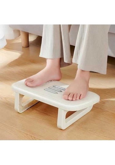 Wondernest Tabure Silindirleri Şerit Masaj Lichen Kaydırmaz Ergonomik Beyaz Ayak Beyaz