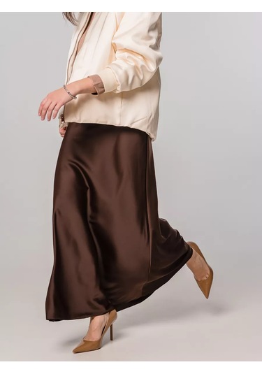 Foxı18 Satenden Maksi Etek 167690524 Kahverengi