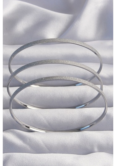 Ezoconcept 316l Çelik Gümüş Renk Simli 3lü Ajda Bilezik 001