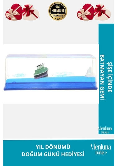 Özel Üretim Batmayan Yeşil Gemi Yıl Dönümü Aşk Sevgili Doğum Günü Hediye Akvaryum