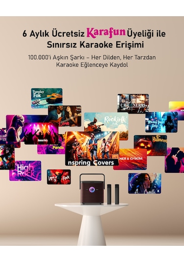 Ikarao Partybox Shell S3 80w Karaoke Bluetooth Hoparlör Seti, 7.1" Dahili Tablet, 2 Kablosuz Mikrofo