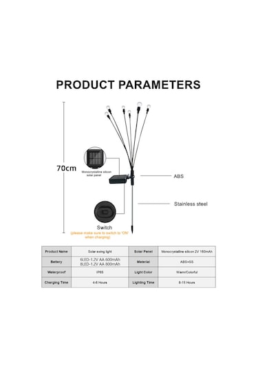 Yaozixia Adet Güneş Enerjili Yol Işıkları Otomatik Açma/kapama Dış Mekan Bahçe Işığı Bahçe Veranda Yürüyüş Yolu İçin Peyzaj Aydınlatması Çok Renkli
