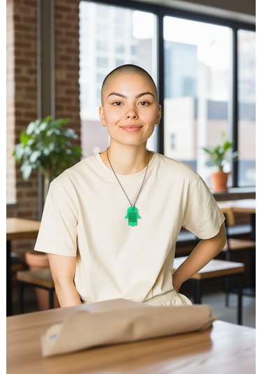 Ayetel Kürsi Fatma Ana Eli Karanlıkta Parlayan Fosforlu Zincirli Kolye Yeşil