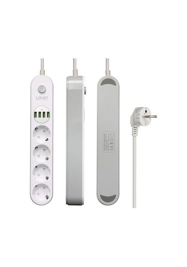 Ldnio SE4432 4xUsb Çıkışlı 4'lü Akım Korumalı Priz Beyaz
