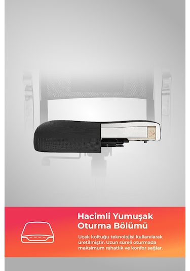 Ergolife Sit Air Ofis Koltuğu Krom Ayaklı, Yükseklik Ayarlı, Fileli, Bilgisayar Sandalyesi -572.5f.1.2a2 Çok Renkli