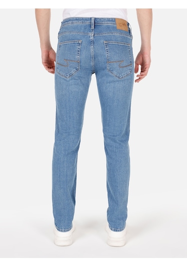 Colins 044 Karl Düz Fit Düşük Bel Düz Paça Jean Mavi Erkek Pantolon Mavi
