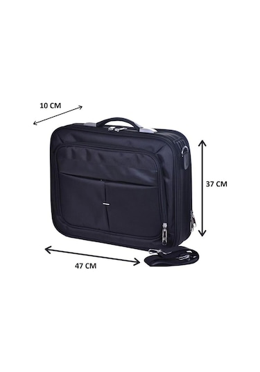 Case Club Büyük Boy Kasalı Evrak Çantası 17 Inç Laptop Çantası Siyah