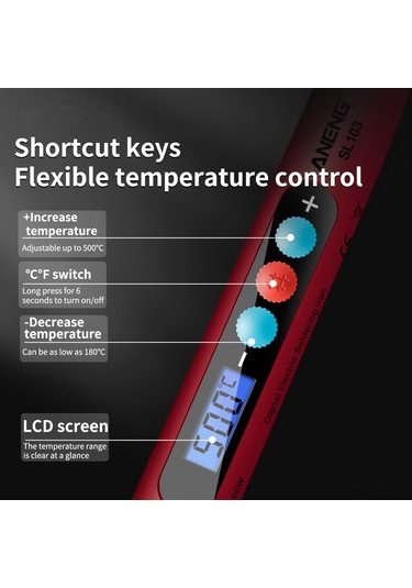 Yifomall Aneng Sl103 60w Lcd Ekranlı Akıllı Lehim Makinesi Seti - 180 C-500 C Ayarlanabilir Sıcaklık, 18 Parça Profesyonel Lehimleme Ekipmanı