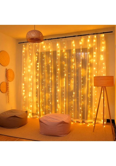 Mufunye 600 Led'li 6m X 3m Usb Kumandalı Led Bayram Dekorasyon Işık Zinciri Beyaz