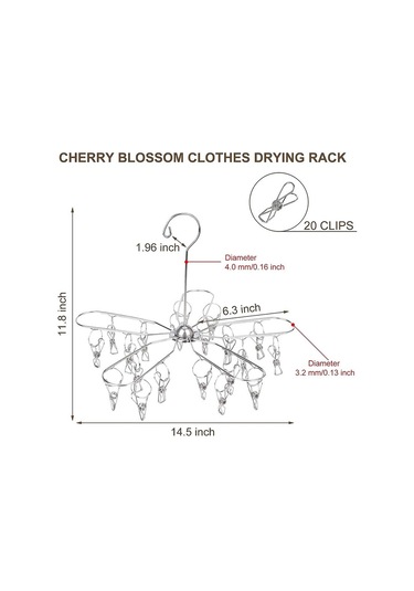 Katlanabilir Paslanmaz Çelik Çamaşır Kurutma Askısı, 20 Klipsli Yıkama Standı, Havlu, Çorap, Sütyen Ve Şapka Askısı Diğer