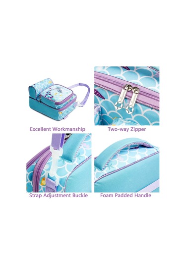 Çocuklar İçin Öğle Yemeği Çantası, Yalıtımlı Tote Çanta, Çocuklar İçin Öğle Yemeği Kutusu, Okul Sırt Çantası, Atıştırmalık Kavanozu, Kare Öğle Yemeği Kutusu Çok Renkli