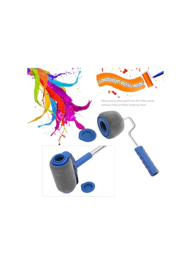 Reedark 6'li Profesyonel Boya Seti - Köşe Ve Düz Yüzeyler İçin Çok Amaçlı Rulo Fırça Takımı Mavi+gri