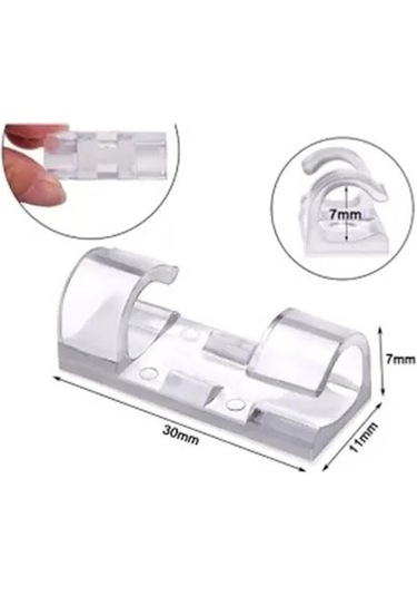 Mobgift 20'li Yapışkanlı Kablo Sabitleyici Şeffaf Klips