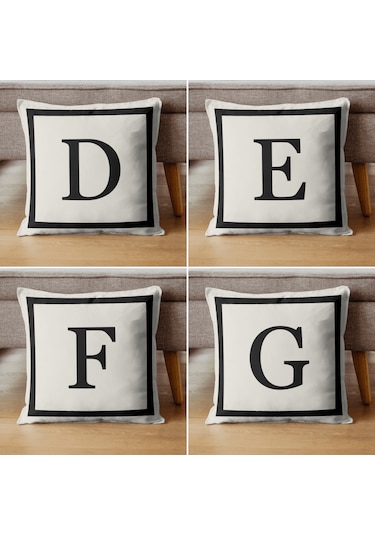 Harfli Kırlent Kılıfı - G Harfi - Dekoratif Kırlent Kılıfı Krem