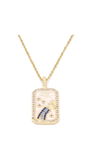 Çelik Kolye, Altın Kaplama Kova Burcu Kadın Kolye K-114 Altın