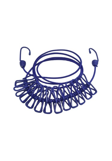 Pratik Evde Seyahatte Kampta Kullanılabilen 12 Mandallı Çamaşır Kurutmalık İpi Çok Renkli